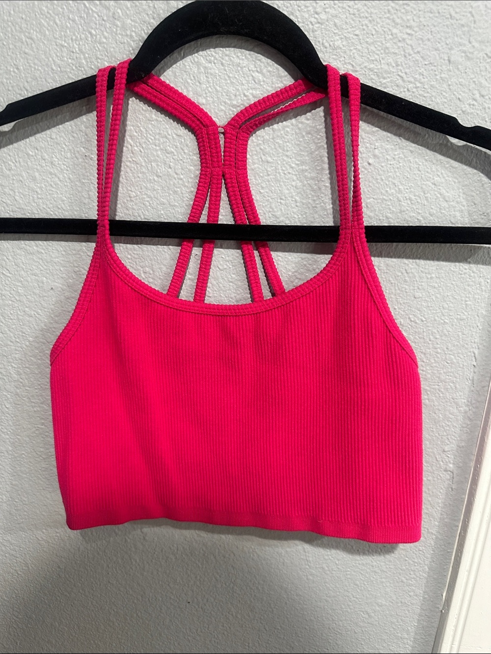 Forever 21 Ribbed Strappy Crop Tank - Hot Pink